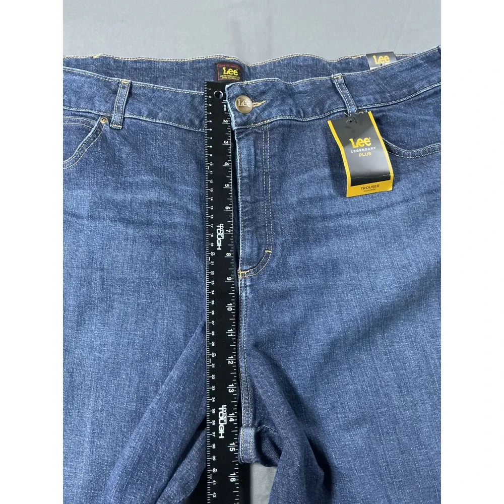 Lee‎ Legendary Plus Wide Leg Trouser Jeans 24W Long Dark Wash High Rise NWT - Picture 4 of 14